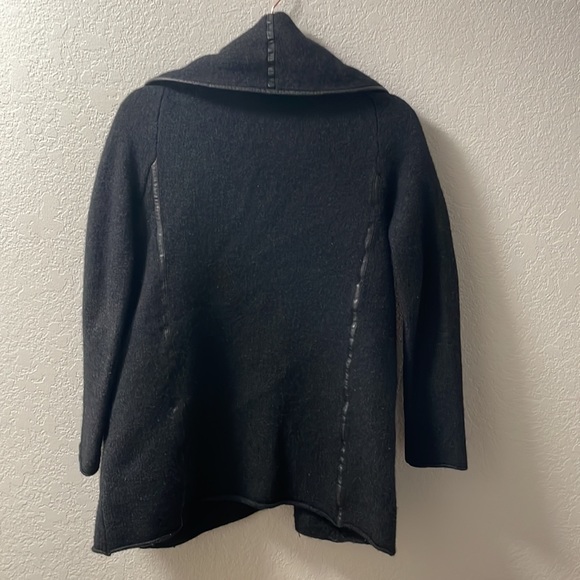 Vince Wool/Yak/Alpaca Leather Trim Open Front Sweater - Picture 5 of 6